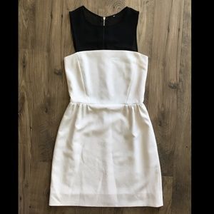 White Sandro dress size 34 w/sheer black panel